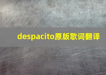 despacito原版歌词翻译