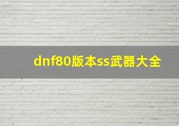 dnf80版本ss武器大全