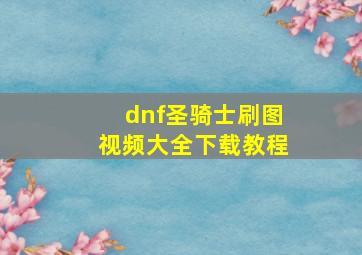 dnf圣骑士刷图视频大全下载教程