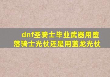 dnf圣骑士毕业武器用堕落骑士光仗还是用蓝龙光仗