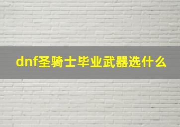 dnf圣骑士毕业武器选什么