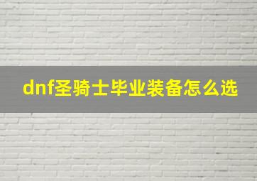 dnf圣骑士毕业装备怎么选