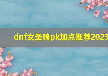 dnf女圣骑pk加点推荐2023