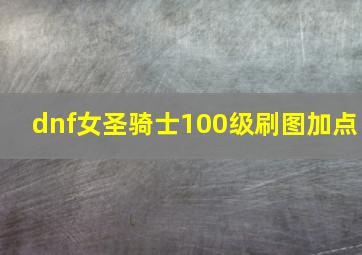 dnf女圣骑士100级刷图加点