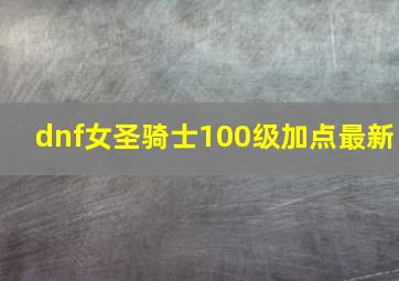 dnf女圣骑士100级加点最新