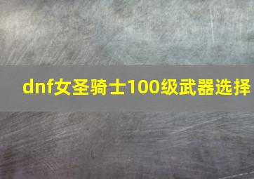 dnf女圣骑士100级武器选择