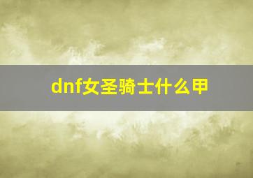 dnf女圣骑士什么甲