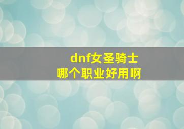 dnf女圣骑士哪个职业好用啊