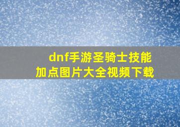 dnf手游圣骑士技能加点图片大全视频下载