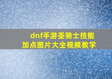 dnf手游圣骑士技能加点图片大全视频教学