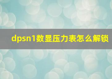 dpsn1数显压力表怎么解锁