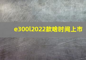 e300l2022款啥时间上市