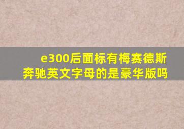 e300后面标有梅赛德斯奔驰英文字母的是豪华版吗