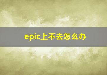 epic上不去怎么办