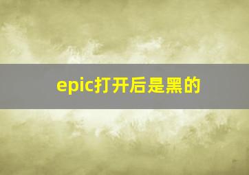 epic打开后是黑的