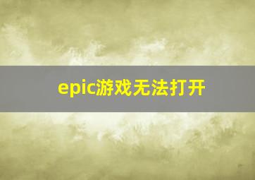 epic游戏无法打开