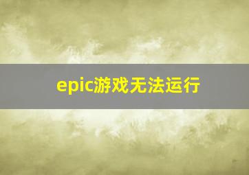 epic游戏无法运行