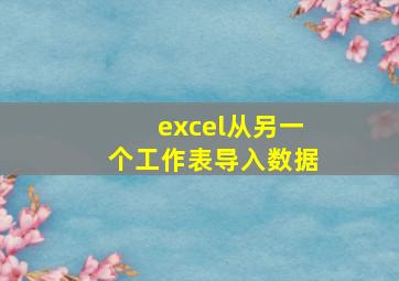 excel从另一个工作表导入数据