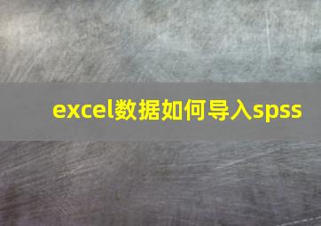 excel数据如何导入spss