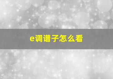 e调谱子怎么看