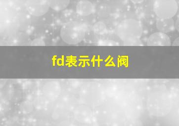 fd表示什么阀