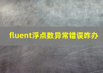 fluent浮点数异常错误咋办