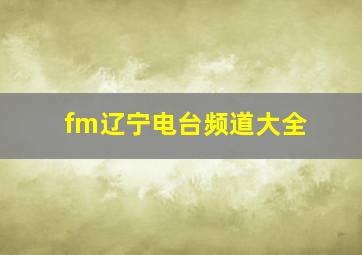 fm辽宁电台频道大全