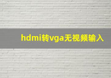 hdmi转vga无视频输入