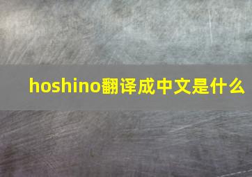 hoshino翻译成中文是什么