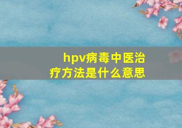 hpv病毒中医治疗方法是什么意思