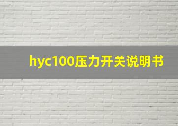 hyc100压力开关说明书