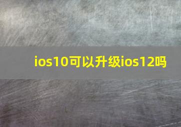 ios10可以升级ios12吗