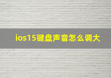 ios15键盘声音怎么调大