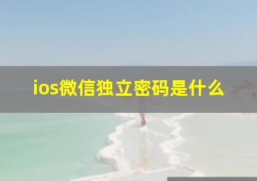 ios微信独立密码是什么