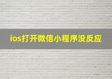 ios打开微信小程序没反应