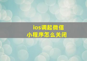 ios调起微信小程序怎么关闭