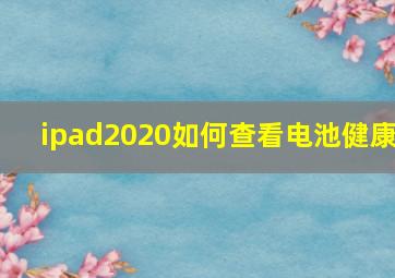 ipad2020如何查看电池健康