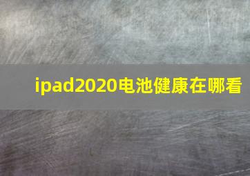 ipad2020电池健康在哪看