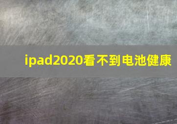 ipad2020看不到电池健康