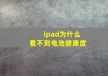 ipad为什么看不到电池健康度