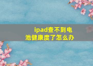 ipad查不到电池健康度了怎么办