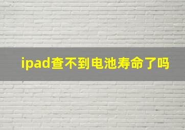 ipad查不到电池寿命了吗