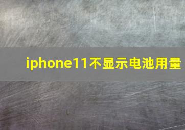 iphone11不显示电池用量