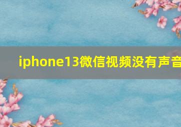 iphone13微信视频没有声音