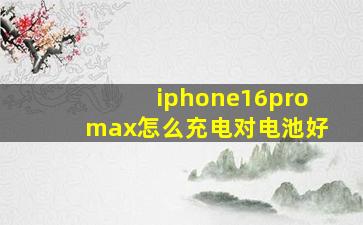 iphone16promax怎么充电对电池好