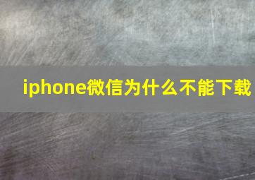 iphone微信为什么不能下载