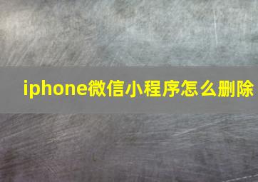 iphone微信小程序怎么删除