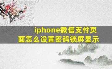 iphone微信支付页面怎么设置密码锁屏显示