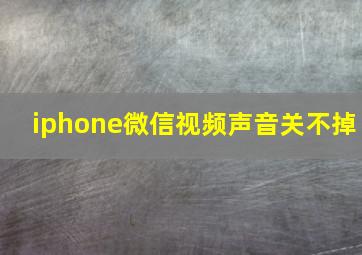 iphone微信视频声音关不掉