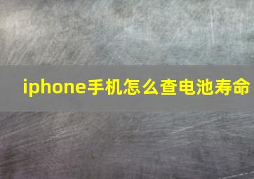 iphone手机怎么查电池寿命